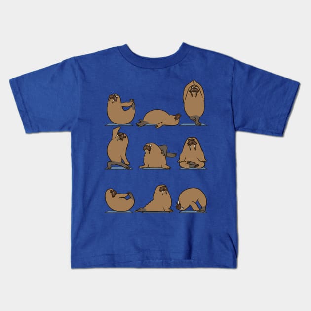 Walrus Yoga Kids T-Shirt by huebucket